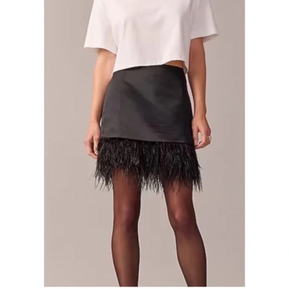 J. Crew Dresses & Skirts - J Crew Collection Feather Hem Black Y2K Minimalist Mini Evening Skirt Size 0 New